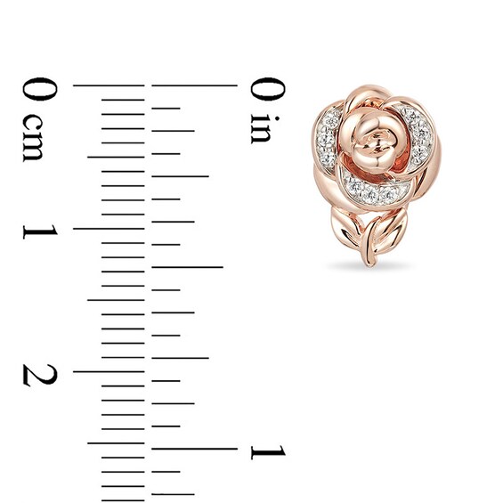 Previously Owned - Enchanted Disney Belle 0.084 CT. T.w. Diamond Rose Stud Earrings in 10K Rose Gold