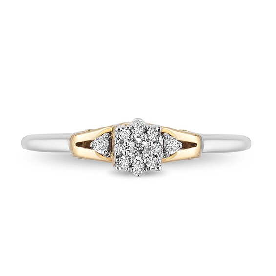Previously Owned - Enchanted Disney Cinderella 1/10 CT. T.w. Diamond Promise Ring in 10K Two-Tone Gold