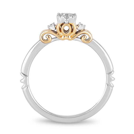 Previously Owned - Enchanted Disney Cinderella 1/10 CT. T.w. Diamond Promise Ring in 10K Two-Tone Gold