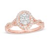 Thumbnail Image 1 of Previously Owned - 1/2 CT. T.W. Oval Composite Diamond Frame Twist Shank Ring in 10K Rose Gold