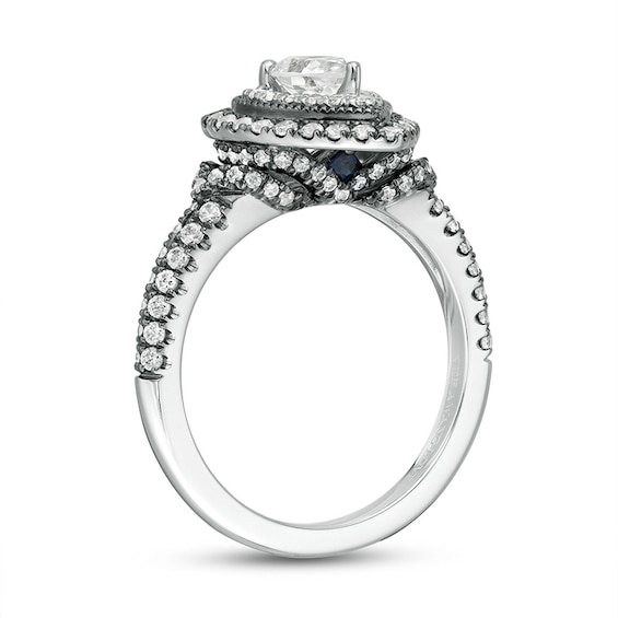 Previously Owned - Vera Wang Love Collection 1-1/5 CT. T.w. Pear-Shaped Diamond Frame Engagement Ring in 14K White Gold