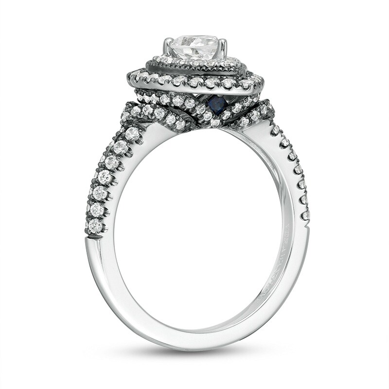 Main Image 3 of Previously Owned - Vera Wang Love Collection 1-1/5 CT. T.W. Pear-Shaped Diamond Frame Engagement Ring in 14K White Gold