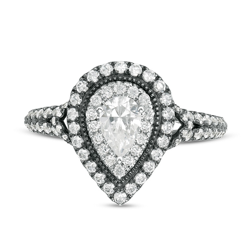 Main Image 4 of Previously Owned - Vera Wang Love Collection 1-1/5 CT. T.W. Pear-Shaped Diamond Frame Engagement Ring in 14K White Gold