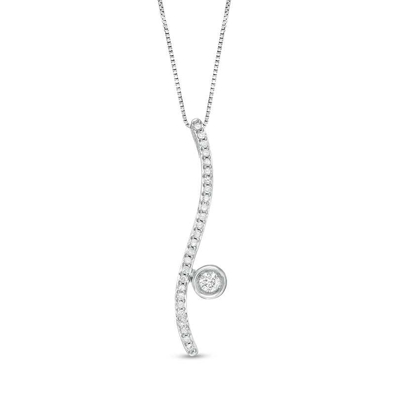 Main Image 1 of Previously Owned - Marilyn Monroe™ Collection 1/5 CT. T.W. Diamond Linear Ribbon Pendant in 10K White Gold