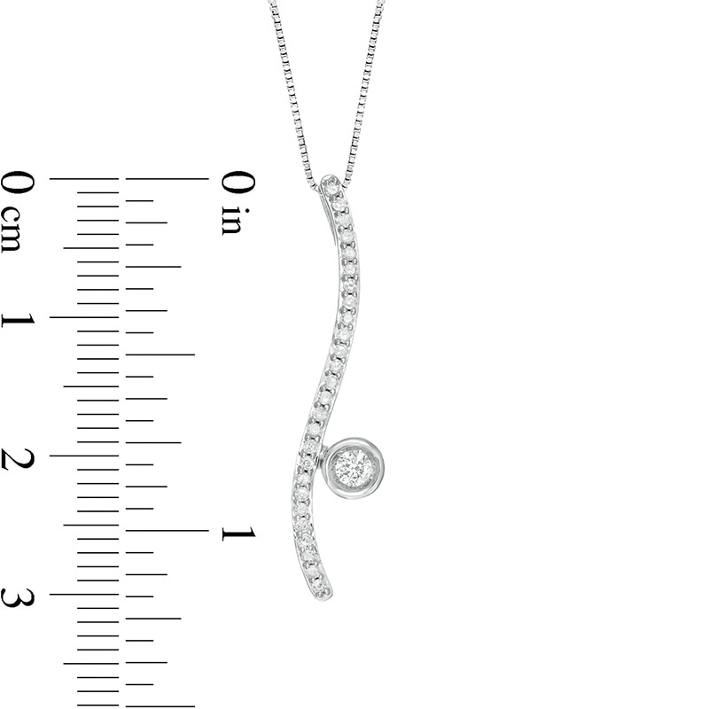 Main Image 2 of Previously Owned - Marilyn Monroe™ Collection 1/5 CT. T.W. Diamond Linear Ribbon Pendant in 10K White Gold