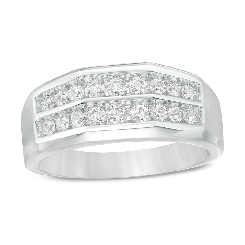 Main Image 1 of Previously Owned - 3/4 CT. T.W. Diamond Double Row Channel-Set Anniversary Band in 10K White Gold