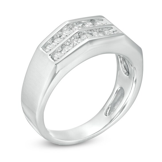 Previously Owned - Men's 3/4 CT. T.w. Diamond Double Row Channel-Set Anniversary Band in 10K White Gold