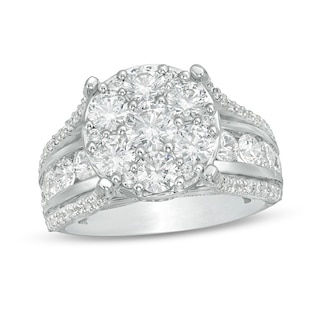 Previously Owned - 3 CT. T.W. Composite Diamond Channel Shank Engagement Ring in 14K White Gold