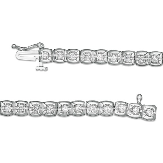 Previously Owned - 1 CT. T.w. Diamond Square Tennis Bracelet in 10K White Gold