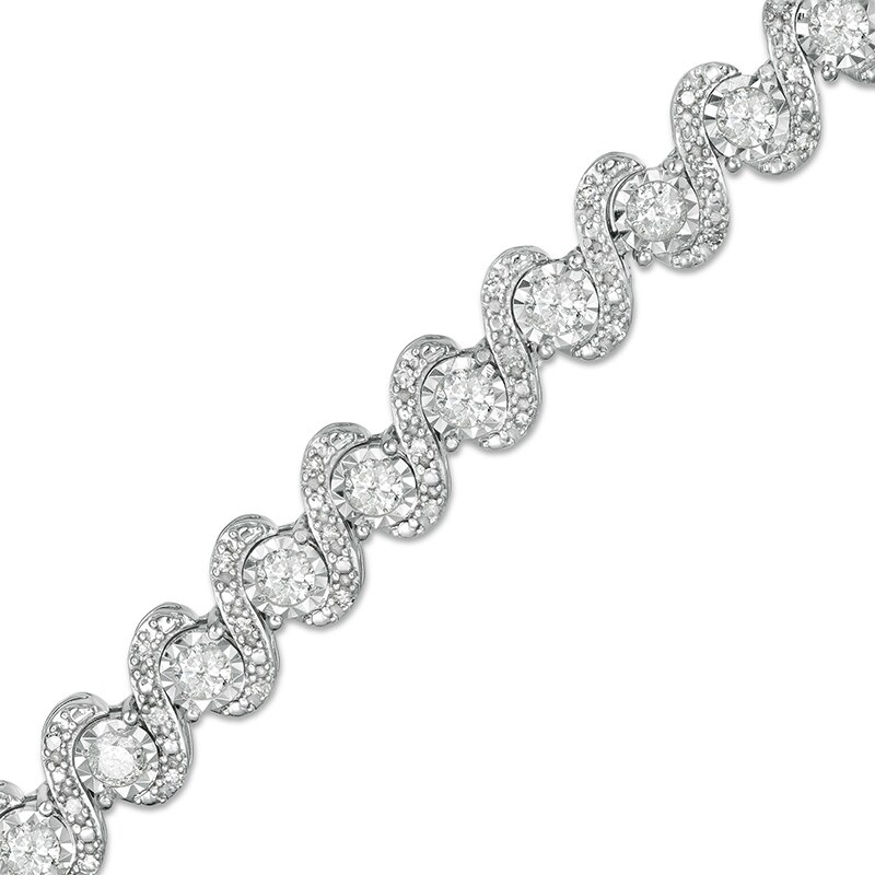 Main Image 1 of Previously Owned - 3 CT. T.W. Diamond Cascading Tennis Bracelet in 10K White Gold