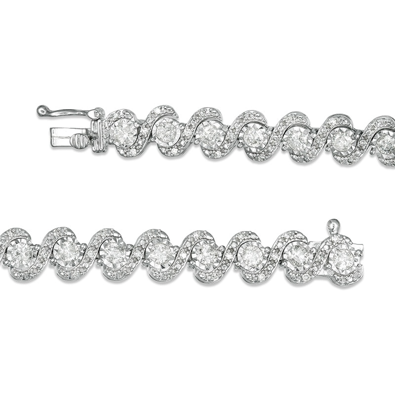 Main Image 2 of Previously Owned - 3 CT. T.W. Diamond Cascading Tennis Bracelet in 10K White Gold