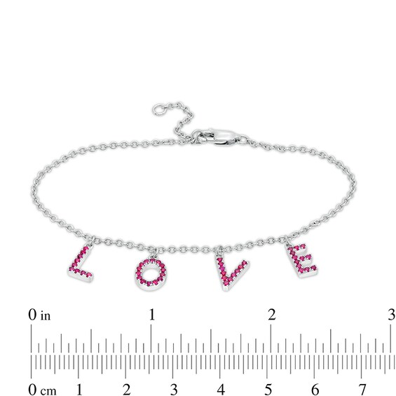 Previously Owned - Ruby "Love" Letter Station Bracelet in Sterling Silver - 8"