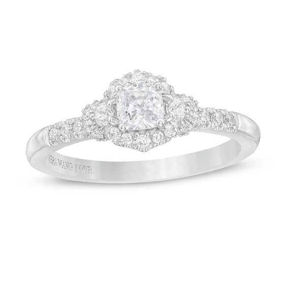 Previously Owned - Vera Wang Love Collection 5/8 CT. T.w. Diamond Hexagonal Frame Engagement Ring in 14K White Gold