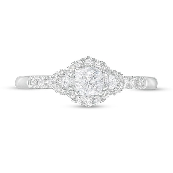 Previously Owned - Vera Wang Love Collection 5/8 CT. T.w. Diamond Hexagonal Frame Engagement Ring in 14K White Gold