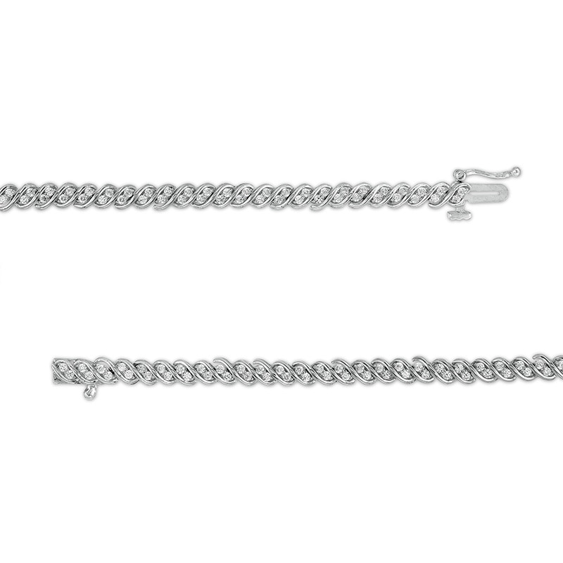 Main Image 3 of Previously Owned - 1 CT. T.W. Diamond Twist Line Bracelet in 10K White Gold