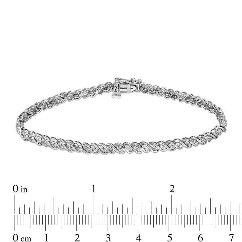 Main Image 4 of Previously Owned - 1 CT. T.W. Diamond Twist Line Bracelet in 10K White Gold