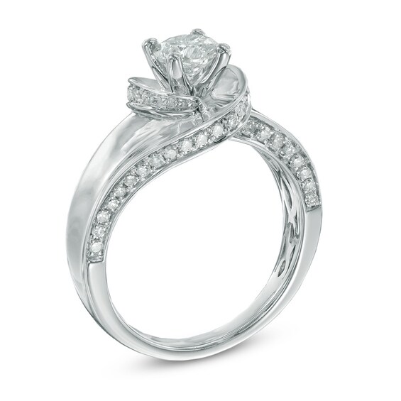 Previously Owned - 1 CT. T.w. Diamond Swirl Engagement Ring in 14K White Gold