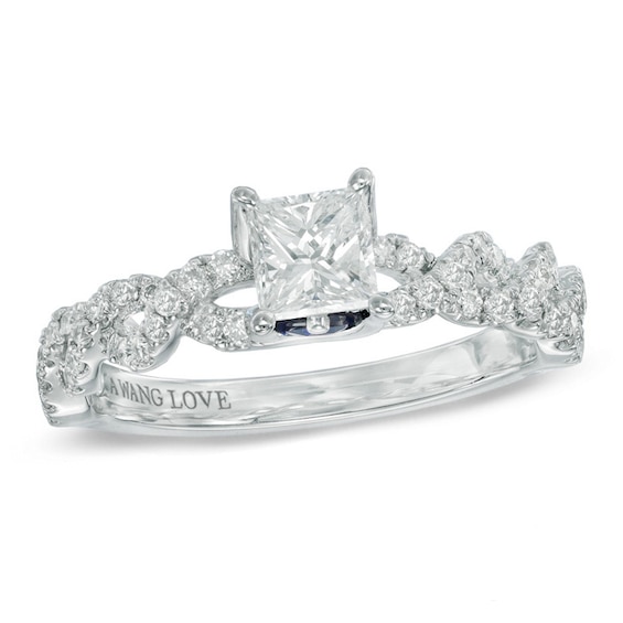 Previously Owned - Vera Wang Love Collection 3/4 CT. T.w. Diamond Cascading Shank Engagement Ring in 14K White Gold