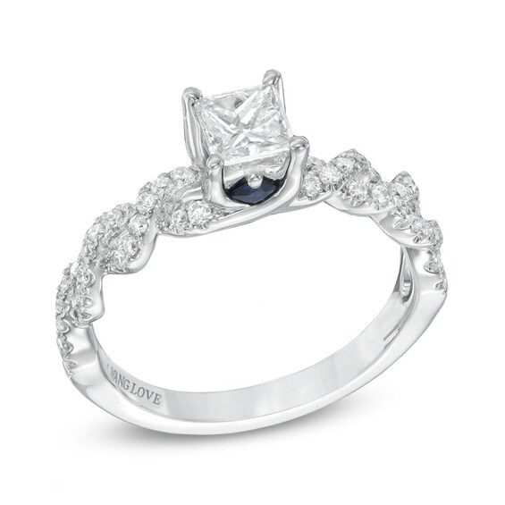 Previously Owned - Vera Wang Love Collection 3/4 CT. T.w. Diamond Cascading Shank Engagement Ring in 14K White Gold