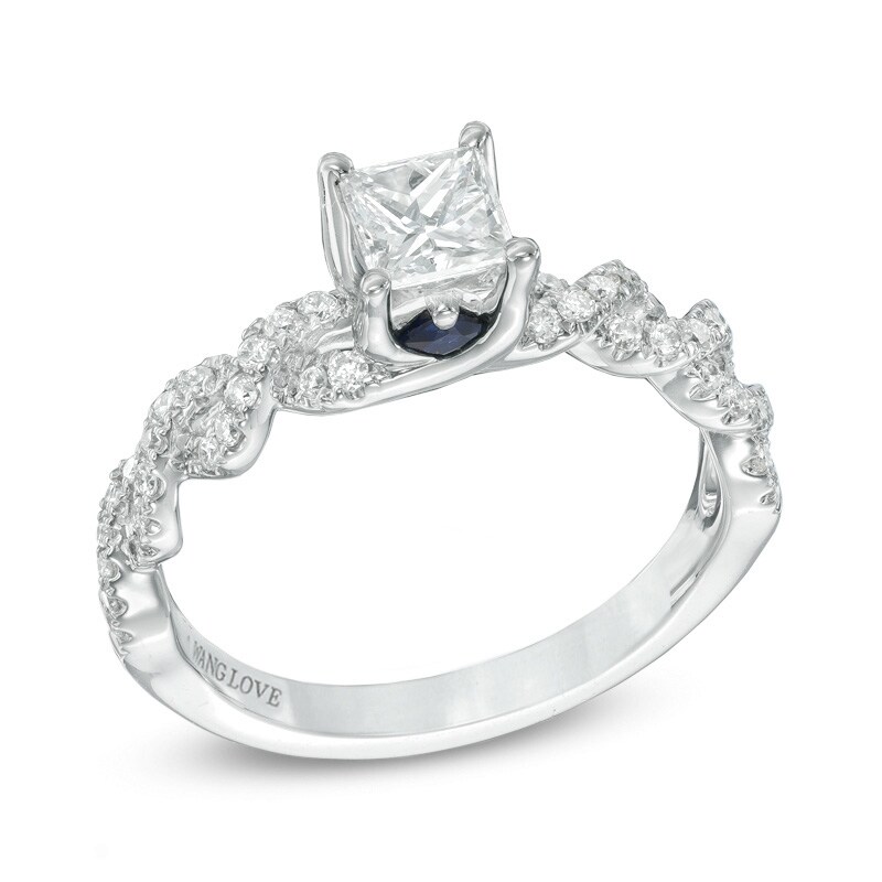 Main Image 2 of Previously Owned - Vera Wang Love Collection 3/4 CT. T.W. Diamond Cascading Shank Engagement Ring in 14K White Gold