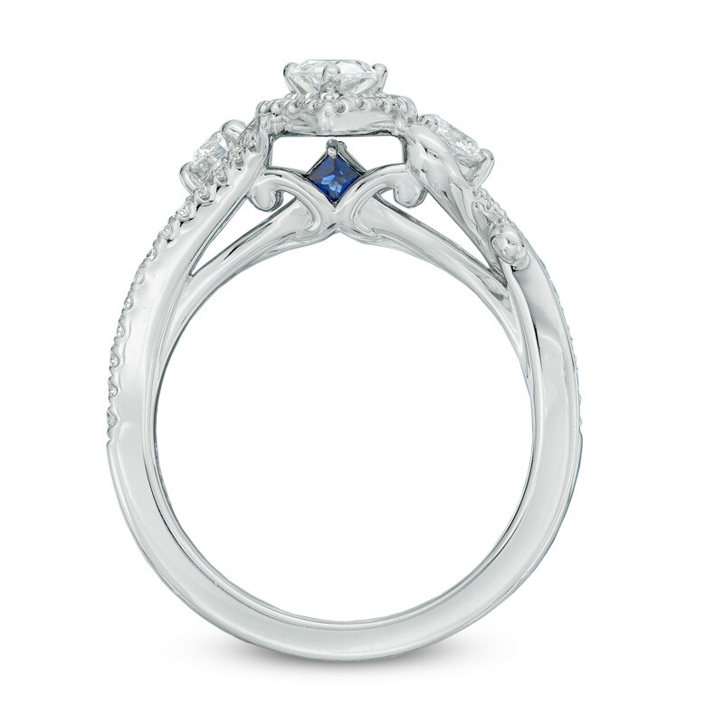 Main Image 3 of Previously Owned - Vera Wang Love Collection 1 CT. T.W. Pear-Shaped Diamond Three Stone Ring in 14K White Gold