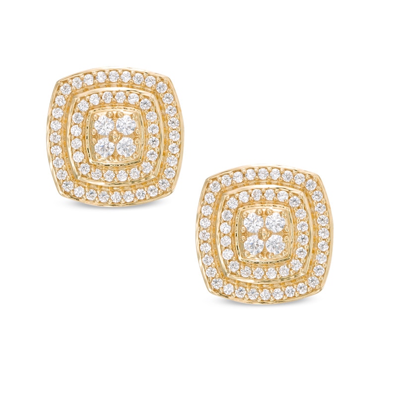 Previously Owned - 1/2 CT. T.W. Composite Diamond Cushion Frame Stud Earrings in 10K Gold