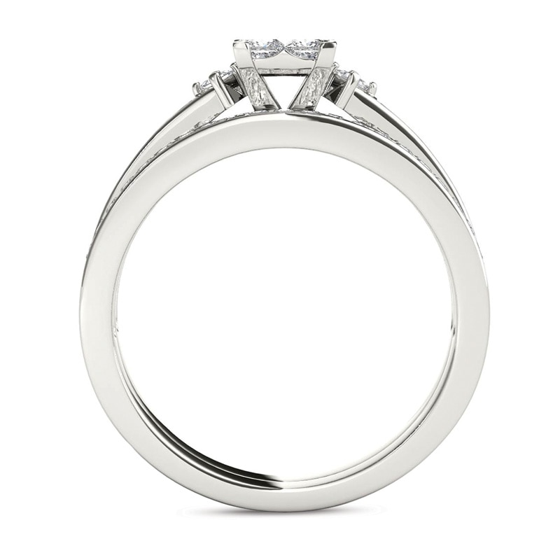 Main Image 3 of Previously Owned - 1 CT. T.W. Quad Princess-Cut Diamond Bridal Set in 14K White Gold