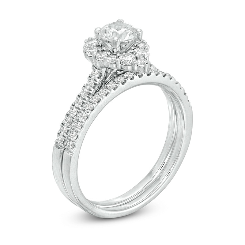 Main Image 2 of Previously Owned - 1 CT. T.W. Diamond Teardrop-Shaped Frame Bridal Set in 14K White Gold
