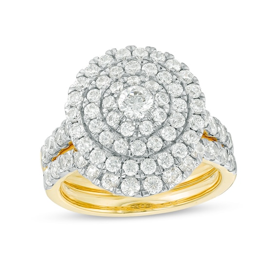 Previously Owned - 2 CT. T.w. Diamond Triple Frame Bridal Set in 10K Gold
