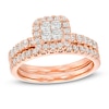 Thumbnail Image 1 of Previously Owned - 1 CT. T.W. Quad Princess-Cut Diamond Frame Bridal Set in 14K Rose Gold