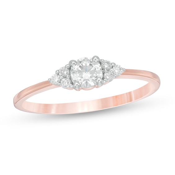 Previously Owned - 1/3 CT. T.w. Diamond Tri-Sides Engagement Ring in 10K Rose Gold