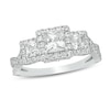 Thumbnail Image 1 of Previously Owned - 1-1/2 CT. T.W. Princess-Cut Diamond Frame Past Present Future® Engagement Ring in 14K White Gold