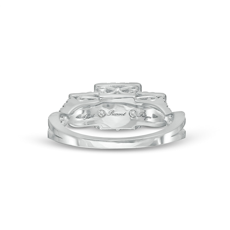Main Image 4 of Previously Owned - 1-1/2 CT. T.W. Princess-Cut Diamond Frame Past Present Future® Engagement Ring in 14K White Gold