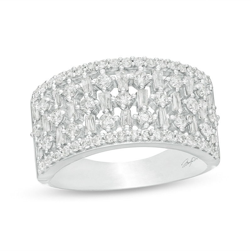 Main Image 1 of Previously Owned - Marilyn Monroe™ Collection 1 CT. T.W. Baguette and Round Diamond Multi-Row Ring in 10K White Gold