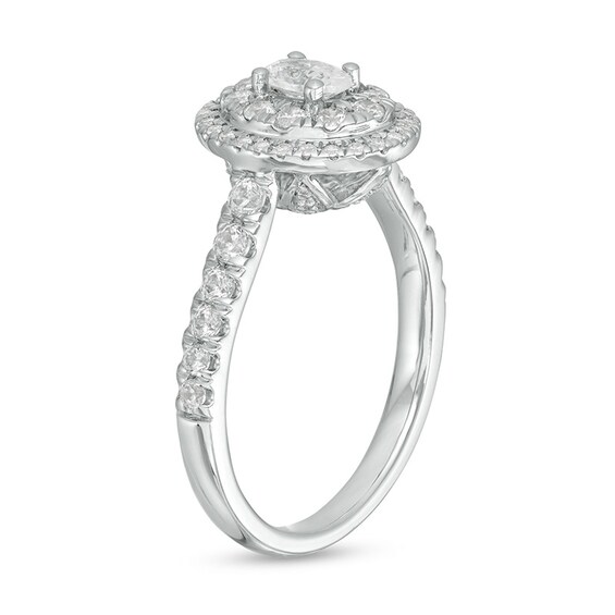 Previously Owned - Love's Destiny by Peoples 1 CT. T.w. Oval Diamond Frame Engagement Ring in 14K White Gold (I/Si2)