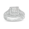 Thumbnail Image 1 of Previously Owned - 1/2 CT. T.W. Princess-Cut Composite Diamond Frame Multi-Row Engagement Ring in 10K White Gold