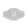 Thumbnail Image 4 of Previously Owned - 1/2 CT. T.W. Princess-Cut Composite Diamond Frame Multi-Row Engagement Ring in 10K White Gold