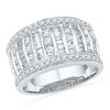 Thumbnail Image 1 of Previously Owned - 1 CT. T.W. Baguette and Round Diamond Multi-Row Band in 10K White Gold