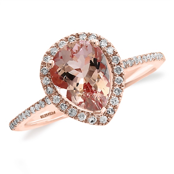 Previously Owned - Effyâ¢ Collection Pear-Shaped Morganite and 1/5 CT. T.w. Diamond Frame Ring in 14K Rose Gold