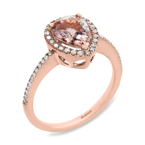 Previously Owned - Effyâ¢ Collection Pear-Shaped Morganite and 1/5 CT. T.w. Diamond Frame Ring in 14K Rose Gold