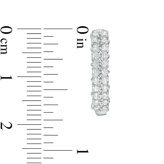 Previously Owned - 1/2 CT. T.w. Diamond Double Row Hoop Earrings in 10K White Gold