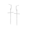Thumbnail Image 1 of Previously Owned - 1/4 CT. T.W. Diamond Long Cross Drop Earrings in 10K White Gold