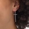 Thumbnail Image 2 of Previously Owned - 1/4 CT. T.W. Diamond Long Cross Drop Earrings in 10K White Gold