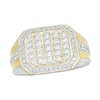 Thumbnail Image 1 of Previously Owned - Men's 1 CT. T.W. Diamond Vertical Multi-Row Octagon Frame Inlay Shank Ring in 10K Two-Tone Gold