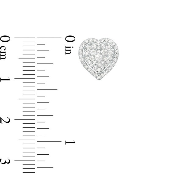 Previously Owned - 1/2 CT. T.w. Multi-Diamond Heart-Shaped Stud Earrings in 10K White Gold