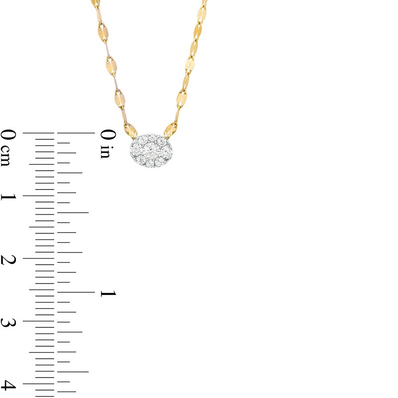 Main Image 4 of Previously Owned - 1/5 CT. T.W. Multi-Diamond Diamond Oval Frame Necklace in 10K Gold