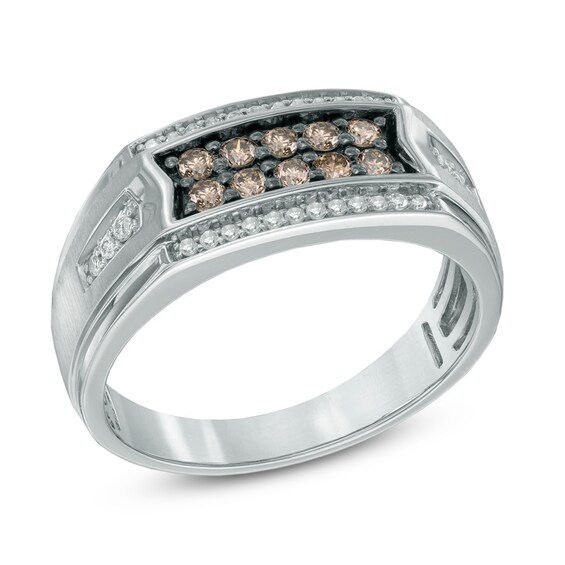 Previously Owned - 1/2 CT. T.w. Champagne and White Diamond Ring in 10K White Gold