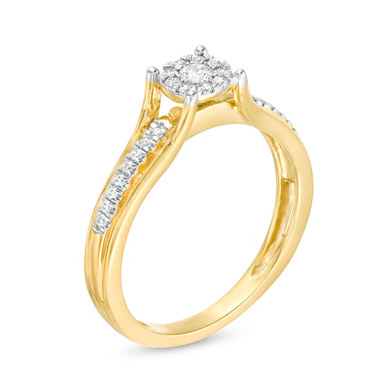 Previously Owned - 1/4 CT. T.w. Diamond Frame Split Shank Ring in 10K Gold
