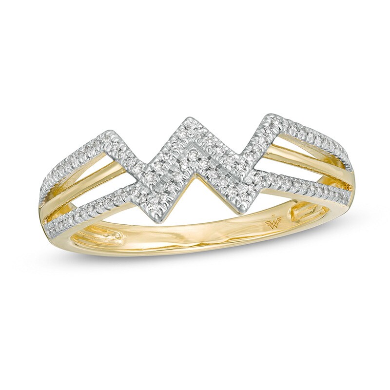 Main Image 1 of Previously Owned - Wonder Woman™ Collection 1/8 CT. T.W. Diamond Symbol Ring in 10K Gold