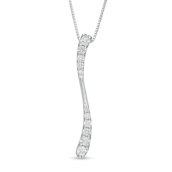 Previously Owned - 1/2 CT. T.w. Journey Diamond Linear Wave Pendant in 10K White Gold
